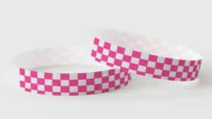 Tyvek Checked Pink wristbands